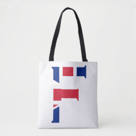 F Monogram bedekt op Union Jack Flag stint Tote Bag