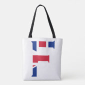 F Monogram bedekt op Union Jack Flag stint Tote Bag (Achterkant)
