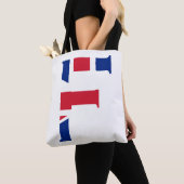 F Monogram bedekt op Union Jack Flag stint Tote Bag (Dichtbij)
