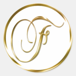 F monogram Faux Gold Envelope of Favor Seal Ronde Sticker