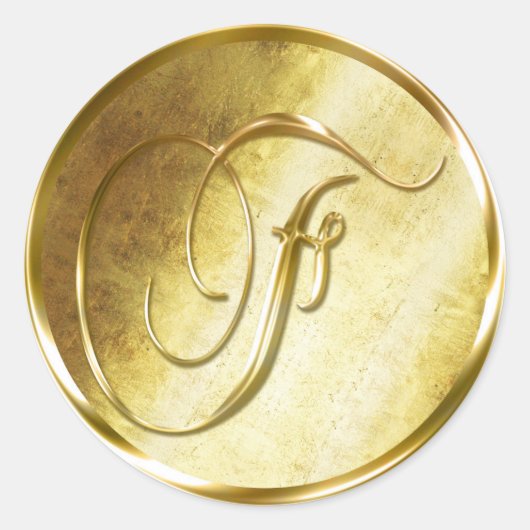 F Monogram Faux Gold Envelope Seal Stickers (Voorkant)