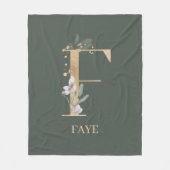 F Monogram Floral - Aangepaste fleece Blanket (Voorkant)