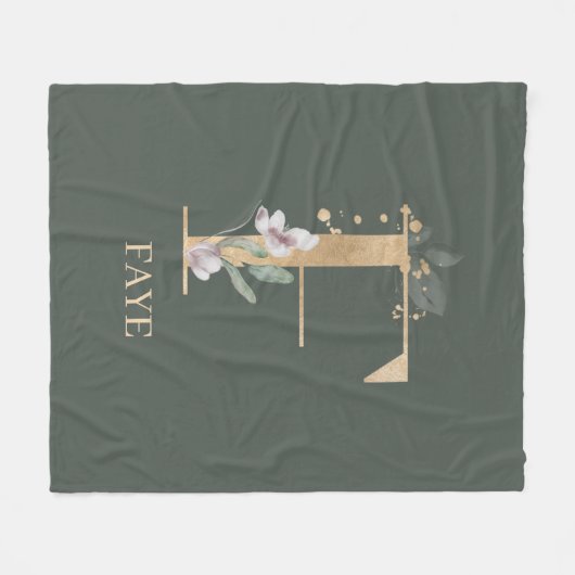 F Monogram Floral - Aangepaste fleece Blanket (Voorkant (Horizontaal))