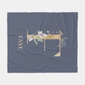 F Monogram Floral - Aangepaste fleece Blanket Deken (Voorkant (Horizontaal))