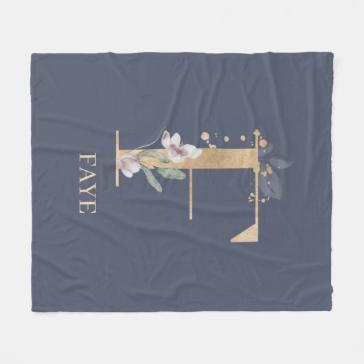 F Monogram Floral - Aangepaste fleece Blanket Deken (Voorkant (Horizontaal))