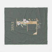 F Monogram Floral - Aangepaste fleece Blanket Deken (Voorkant (Horizontaal))