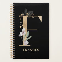 F Monogram Floral Aangepaste Planner