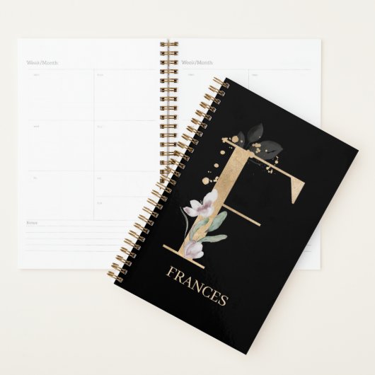 F Monogram Floral Aangepaste Planner (Display)