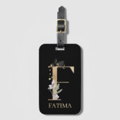 F Monogram Floral Bagagelabel (Voorkant (verticaal))