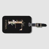 F Monogram Floral Bagagelabel (Voorkant (horizontaal))