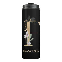F Monogram Floral Persoonlijke thermische trommel