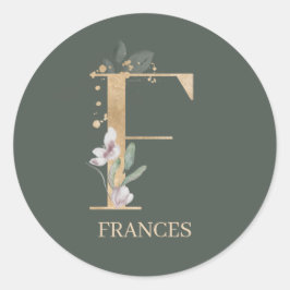 F Monogram Floral Ronde Sticker