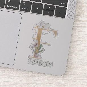 F Monogram Floral Sticker