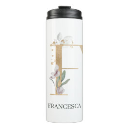 F Monogram Floral Thermosbeker