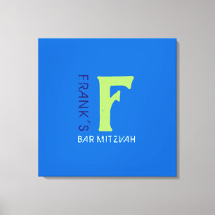 F Monogram Initiaal Bar Bat Mitzvah Sign-In Board Canvas Afdruk