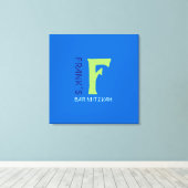 F Monogram Initiaal Bar Bat Mitzvah Sign-In Board Canvas Afdruk (Insitu (Houten vloer))