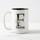 F Monogram Initiaal Tweekleurige Koffiemok (Links)