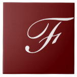 F Monogram Initiaal Wit op Maroon Tegeltje<br><div class="desc">Klassiek wit letter monogram op donkerrode achtergrond, F.</div>