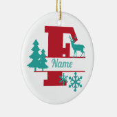 F Monogram Initial Christmas Holiday Tree Ornament (Rechts)