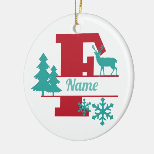 F Monogram Initial Christmas Holiday Tree Ornament (Links)