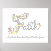 F monogram kunst Faith meisjes naam poster (Voorkant)