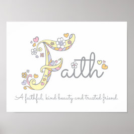 F monogram kunst Faith meisjes naam poster