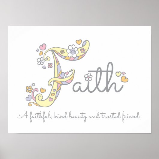 F monogram kunst Faith meisjes naam poster (Voorkant)