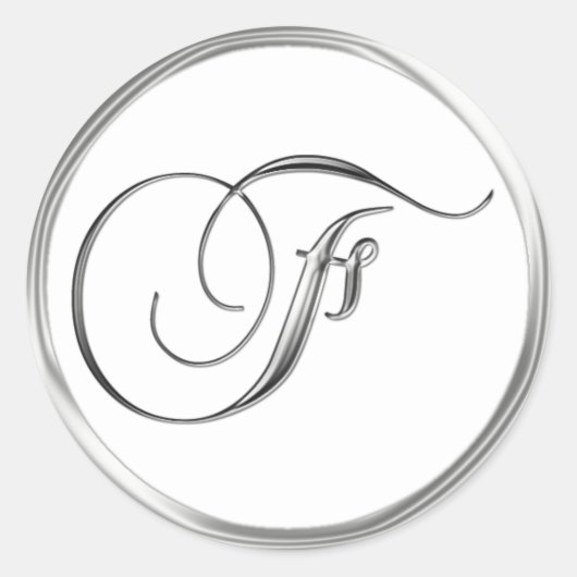 F Monogram Letter Sliver op White Wedding Seal Ronde Sticker (Voorkant)