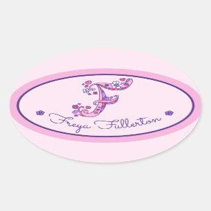F monogram op maat, meisjes naam roze stickers
