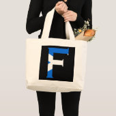 F Monogram overgeheveld op Scottish Flag jtcn Grote Tote Bag (Voorkant (product))
