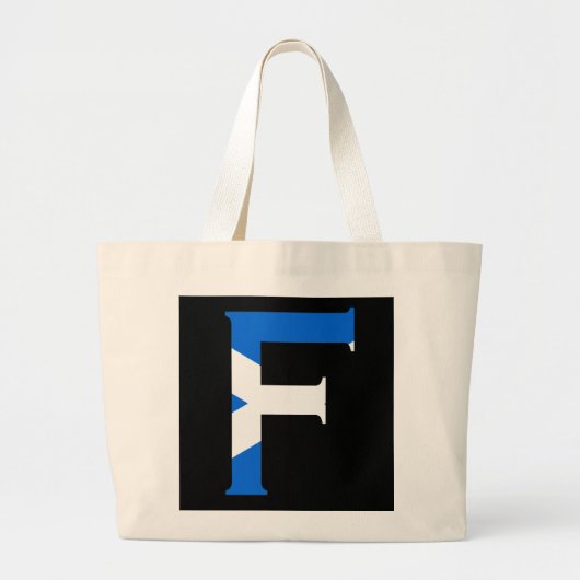 F Monogram overgeheveld op Scottish Flag jtcn Grote Tote Bag (Voorkant)