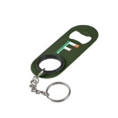 F Monogram overlay op Ierse vlag bot Mini Flessenopener (Achterkant Gekanteld)