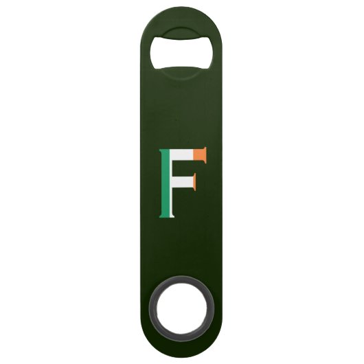 F Monogram overlay op Ierse vlag bot Speed Flessenopener (Voorkant)