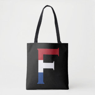 F Monogram overlay op NLD Vlag op bk stunt Tote Bag