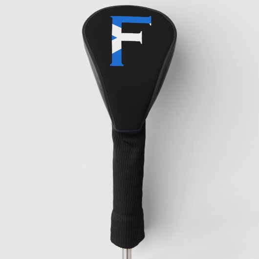 F Monogram overlay op Schotse vlag dcnt Golfheadcover (Voorkant)