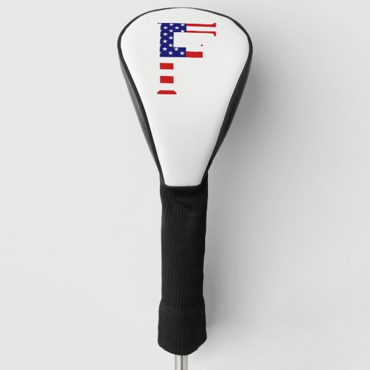 F Monogram overlay op USA Flag dccnt Golfheadcover (Voorkant)