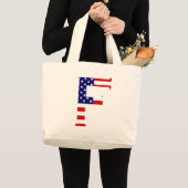 F Monogram overlay op USA Flag jtcnt Grote Tote Bag (Voorkant (product))