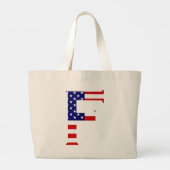 F Monogram overlay op USA Flag jtcnt Grote Tote Bag (Achterkant)
