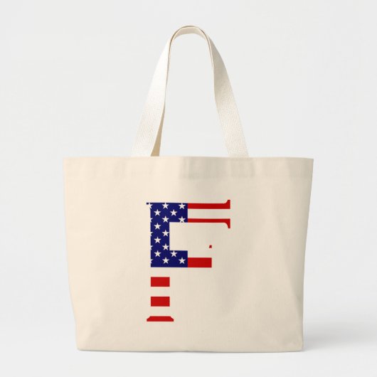 F Monogram overlay op USA Flag jtcnt Grote Tote Bag (Voorkant)