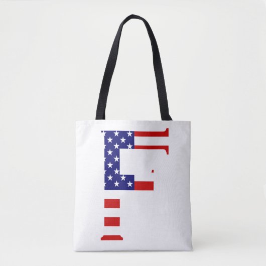 F Monogram overlay op USA Flag stint Tote Bag (Voorkant)