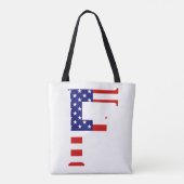 F Monogram overlay op USA Flag stint Tote Bag (Achterkant)