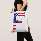 F Monogram overlay op USA Flag stint Tote Bag (Dichtbij)