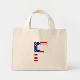F Monogram overlay op USA Flag tcnt Mini Tote Bag