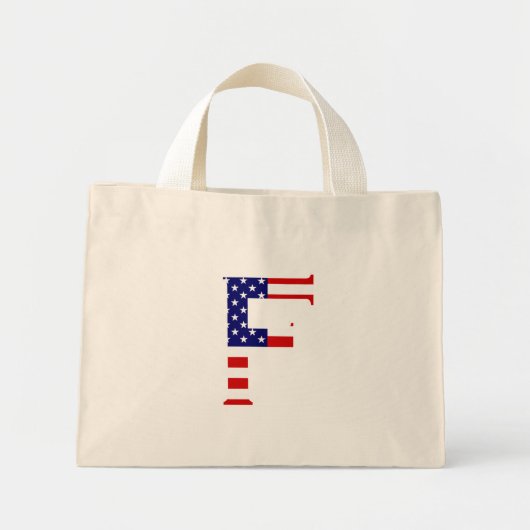 F Monogram overlay op USA Flag tcnt Mini Tote Bag (Voorkant)