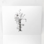 'F' Monogram prachtig geborsteld Floral Wedding Drieluik Uitnodiging (Binnenzijde eerst)