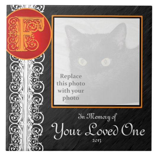 F Monogram "ter nagedachtenis aan uw geliefde" Teg Tegeltje (Voorkant)