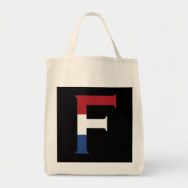 F Monogrambedekking op NLD-vlag op bk gtcn Tote Bag