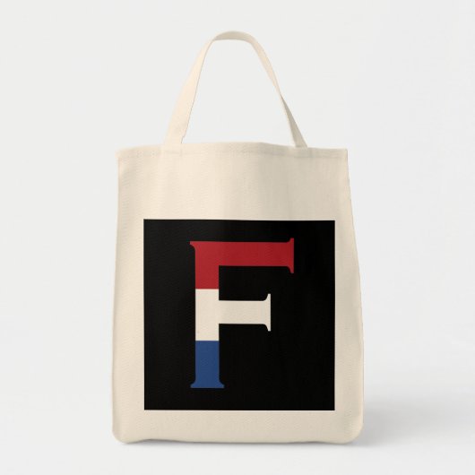 F Monogrambedekking op NLD-vlag op bk gtcn Tote Bag (Voorkant)