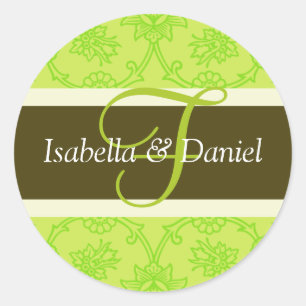 F Monogrammen voor huwelijkssluitingen Ronde Sticker