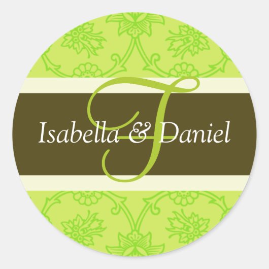 F Monogrammen voor huwelijkssluitingen Ronde Sticker (Voorkant)